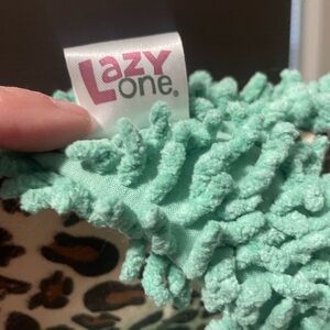 Lazy One teal and cheetah print Plush sippers